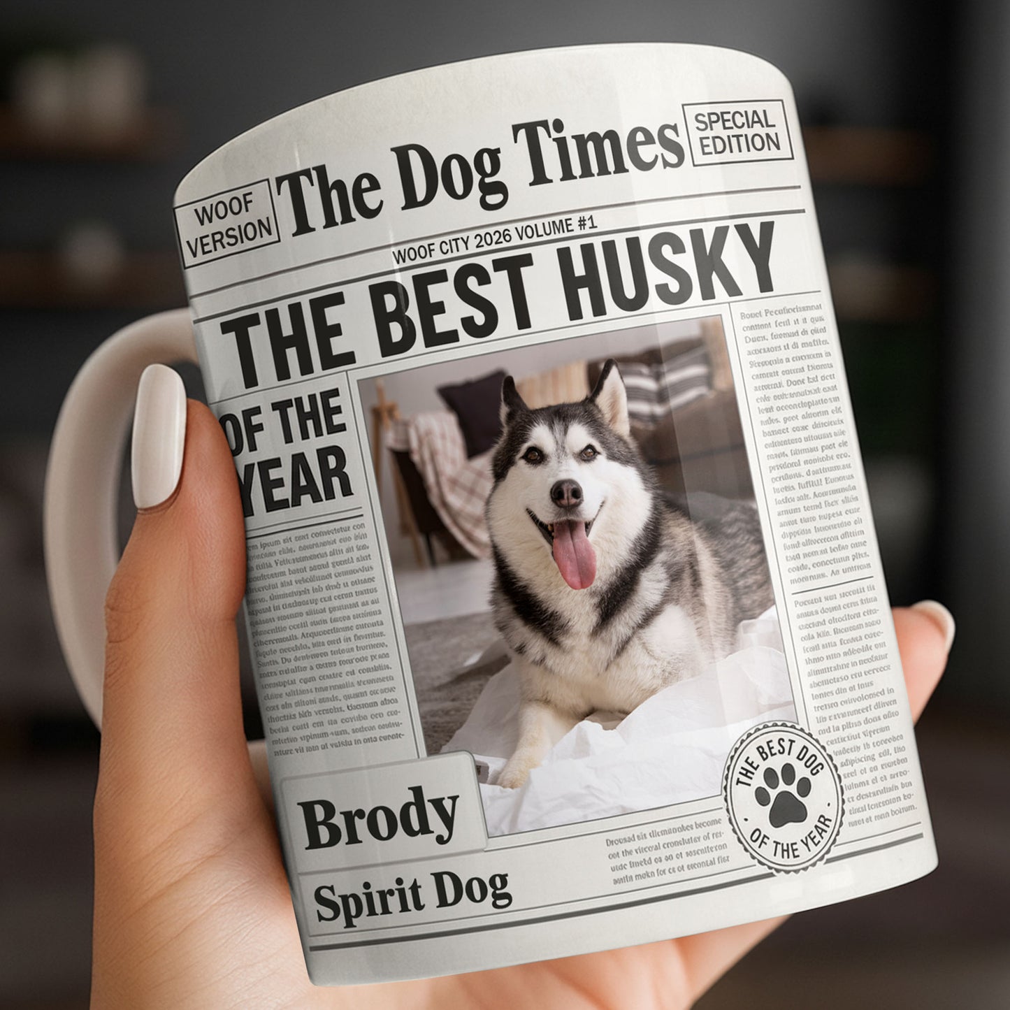 The Dog Times The Best Husky Of The Year Newspaper Mug