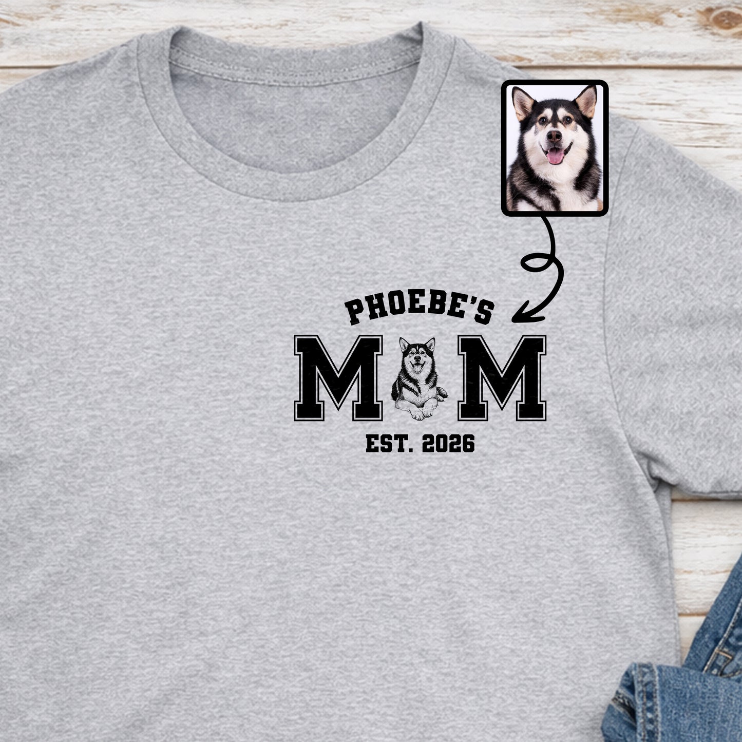 Dad Est Custom Dog T-shirt With Pet Illustration - Personalized Custom Unisex T-shirt, Hoodie - PET172_WBAS