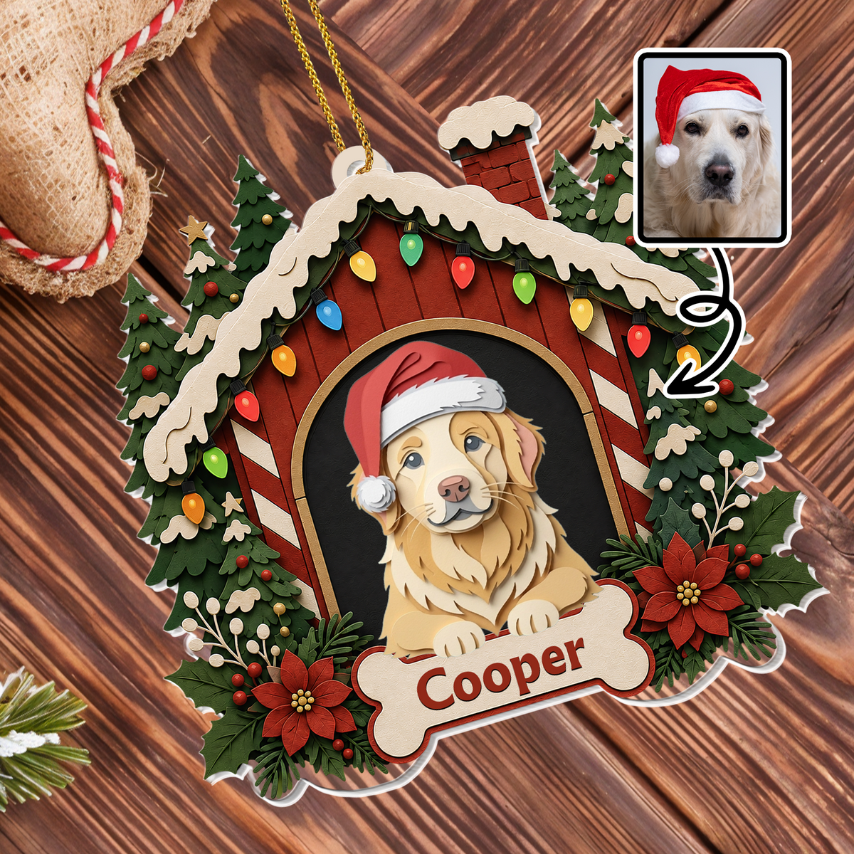 Our Beloved Dog Always Part Of The Family In Christmas Dog House - Personalized Custom Acrylic Ornament, Christmas Gift - PET187_ACO