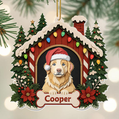 Our Beloved Dog Always Part Of The Family In Christmas Dog House - Personalized Custom Acrylic Ornament, Christmas Gift - PET187_ACO