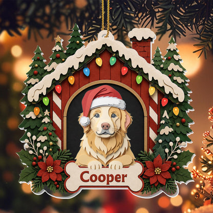 Our Beloved Dog Always Part Of The Family In Christmas Dog House - Personalized Custom Acrylic Ornament, Christmas Gift - PET187_ACO