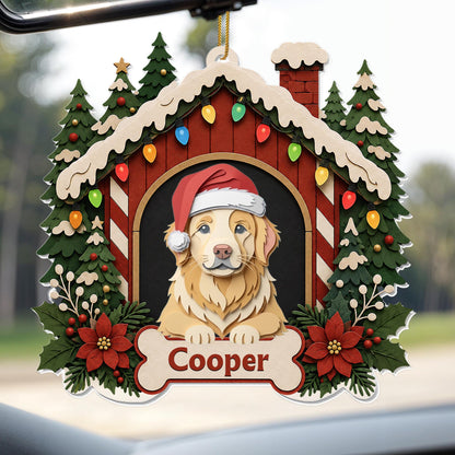 Our Beloved Dog Always Part Of The Family In Christmas Dog House - Personalized Custom Acrylic Ornament, Christmas Gift - PET187_ACO