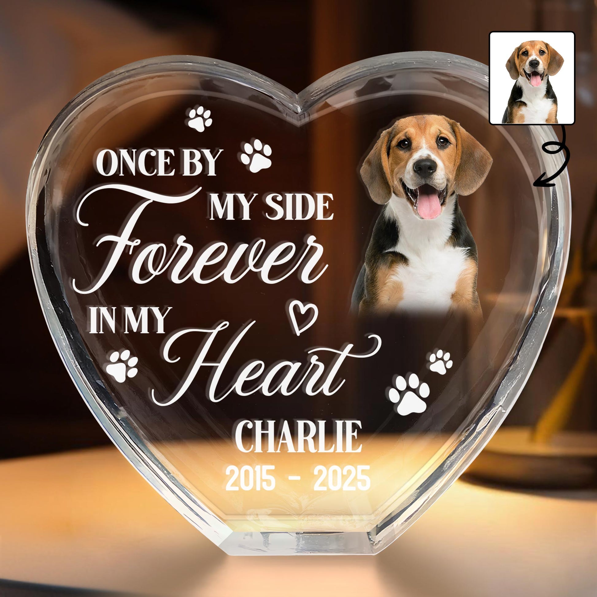 Once By My Side Forever In My Heart, Paws and Heart Shape