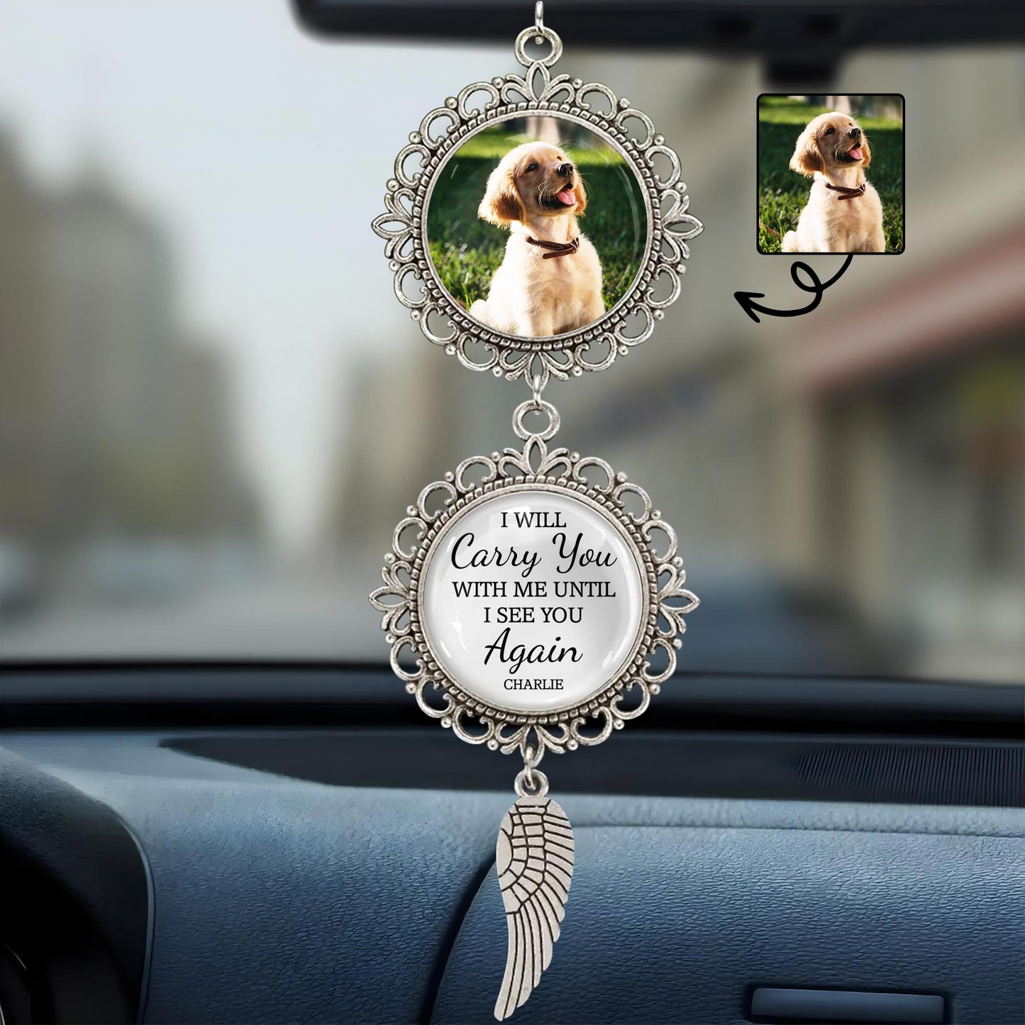 I Will Carry You With Me Until I See You Again, Angel Wing and Pendant Charm
