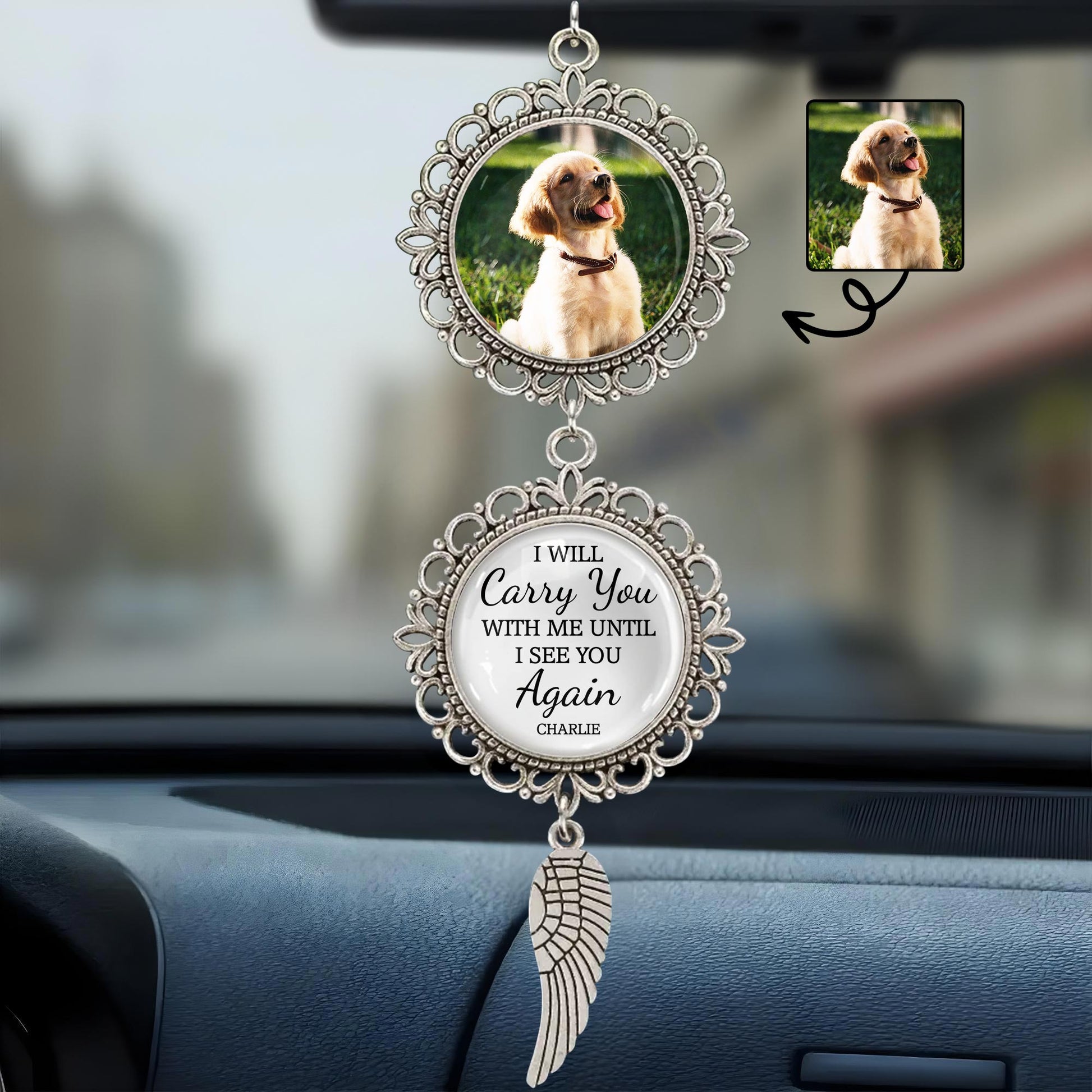 I Will Carry You With Me Until I See You Again, Angel Wing and Pendant Charm