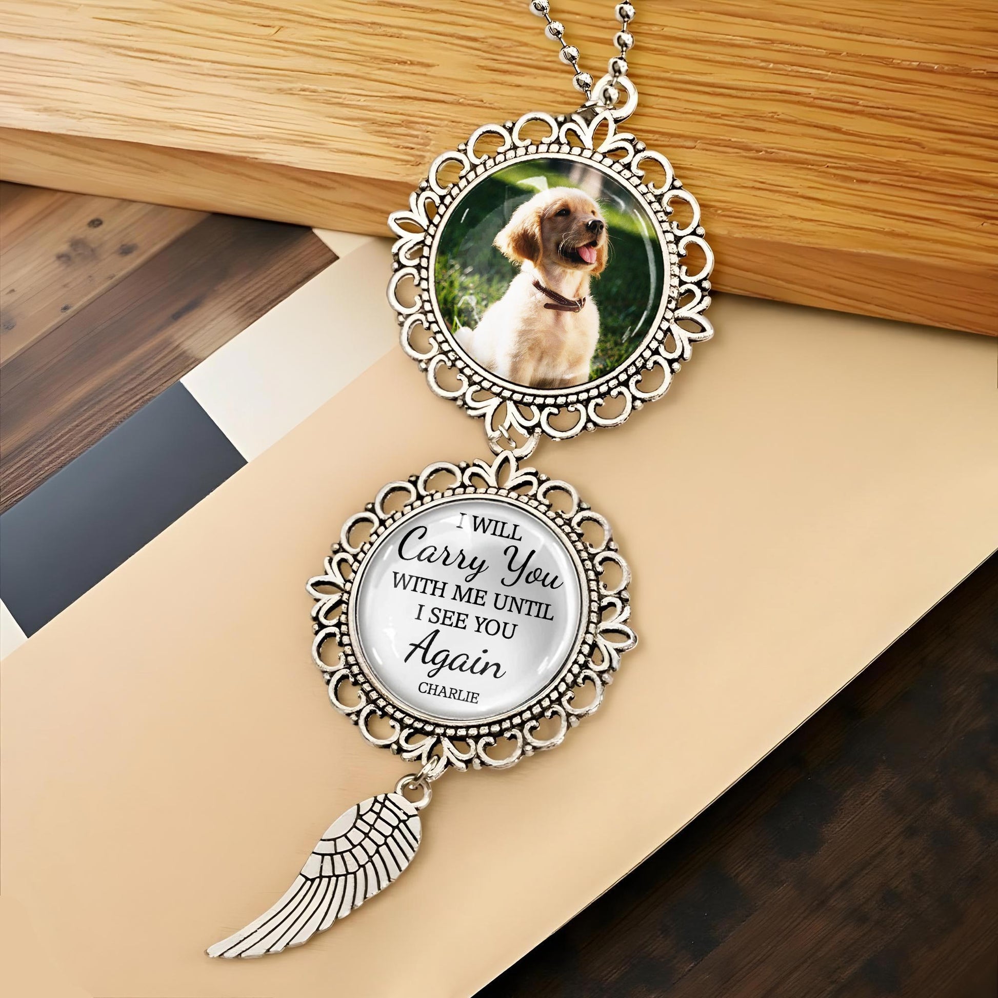 I Will Carry You With Me Until I See You Again, Angel Wing and Pendant Charm
