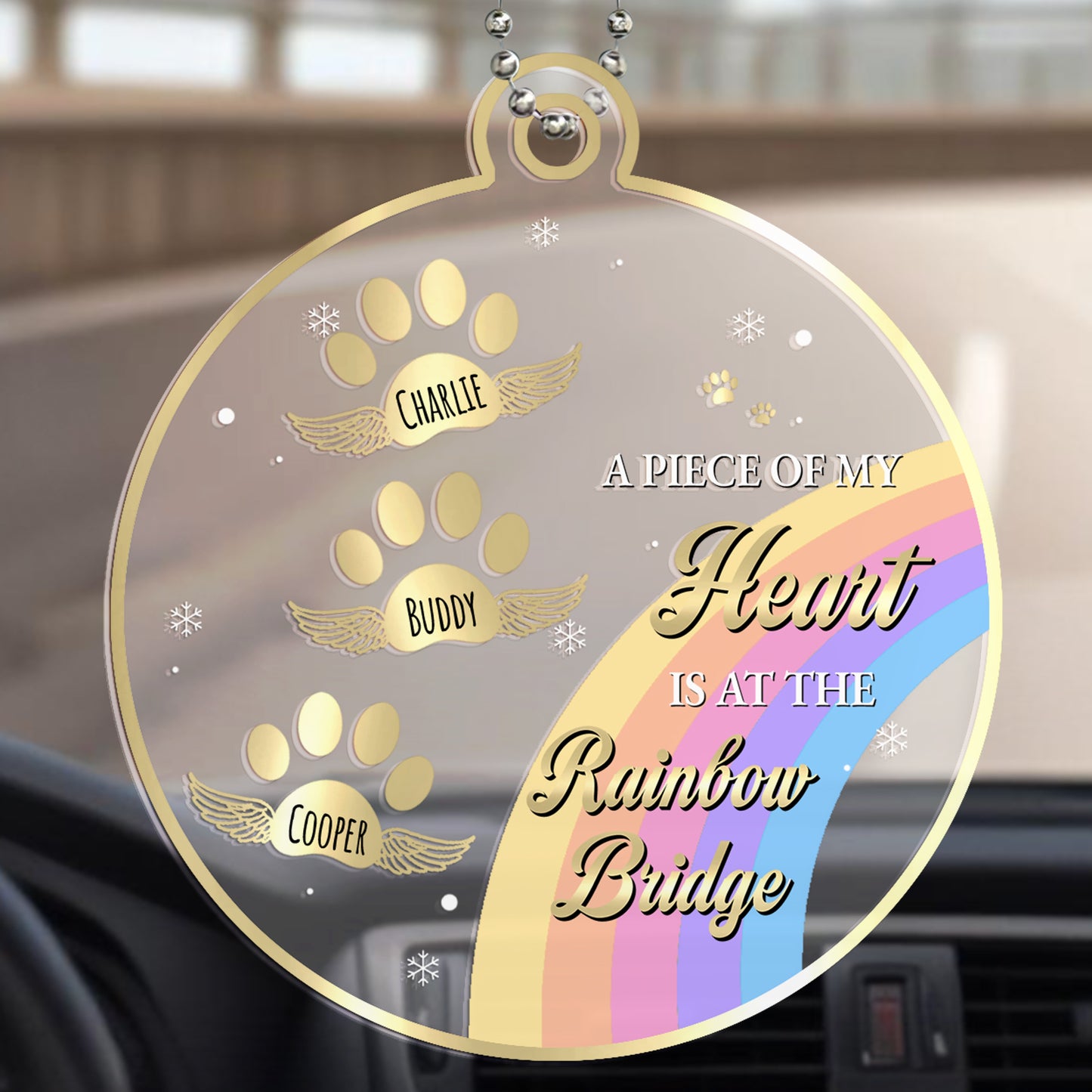 I Crossed The Rainbow Bridge Knowing I Was Loved - Personalized Custom Acrylic Ornament, Car Ornament - PME004_HGO