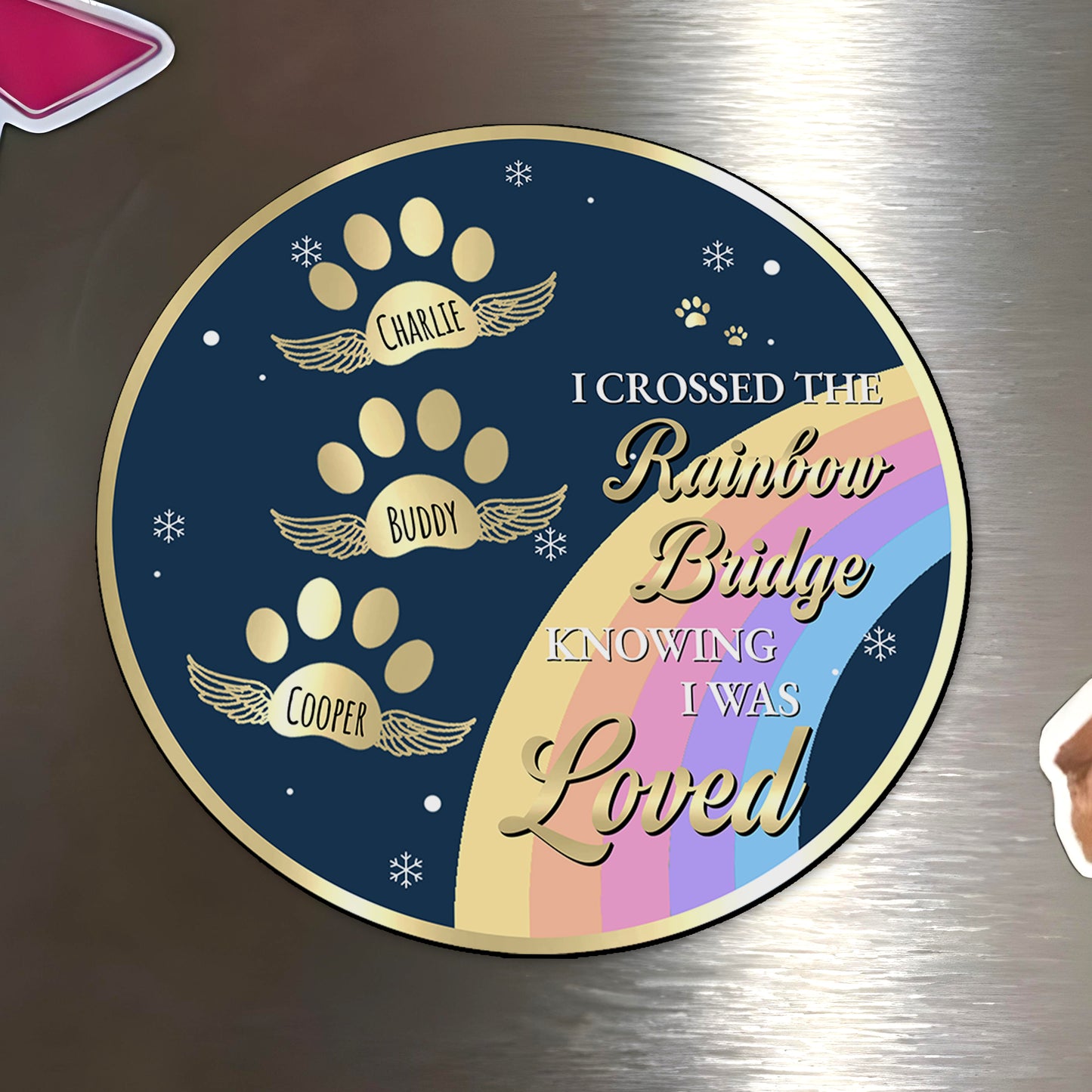 I Crossed The Rainbow Bridge Knowing I Was Loved Magnet - Personalized Custom Fridge Magnet - PME004_MAGN