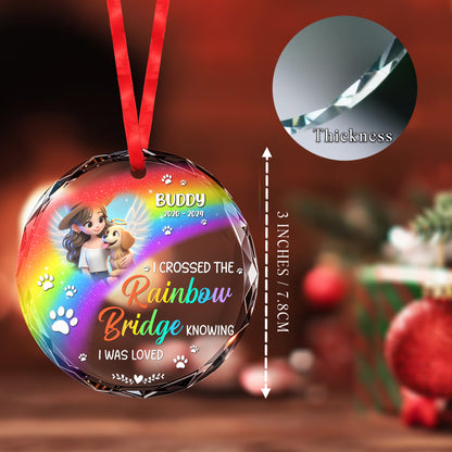 A Piece Of My Heart Is At The Rainbow Bridge Ornament - Personalized Custom Circle Glass Ornament - PME006_CGOR