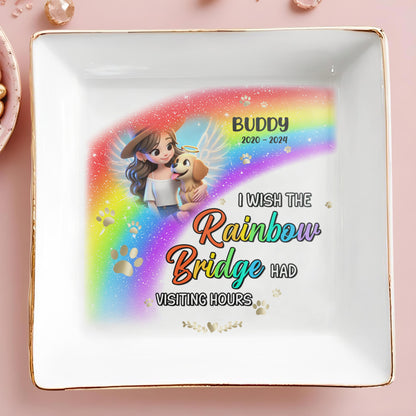 I Crossed The Rainbow Bridge Knowing I Was Loved - Personalized Custom Jewelry Dish - PME006_SCRD