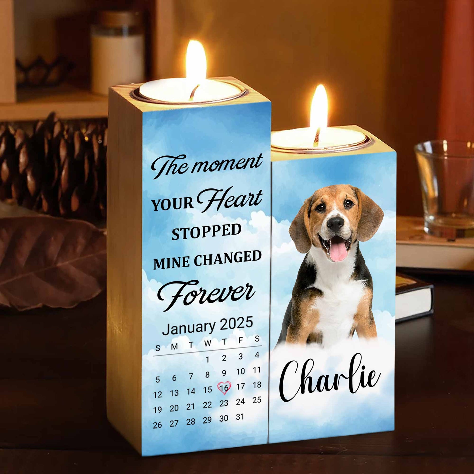 The Moment Your Heart Stopped, Candle With Dog Design