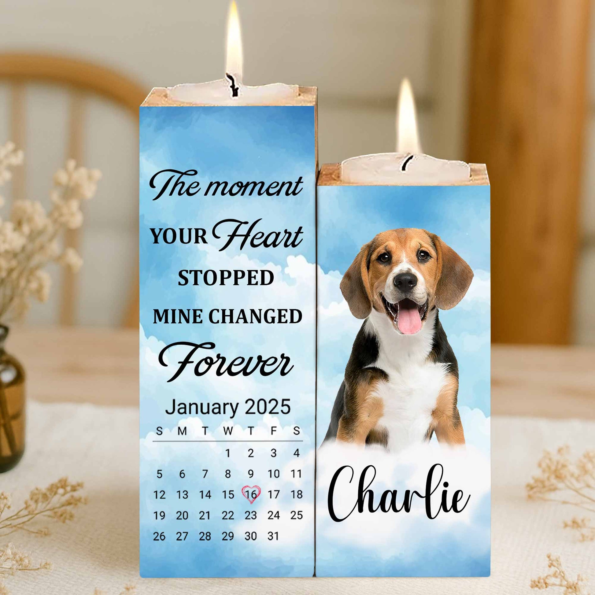 The Moment Your Heart Stopped, Candle With Dog Design