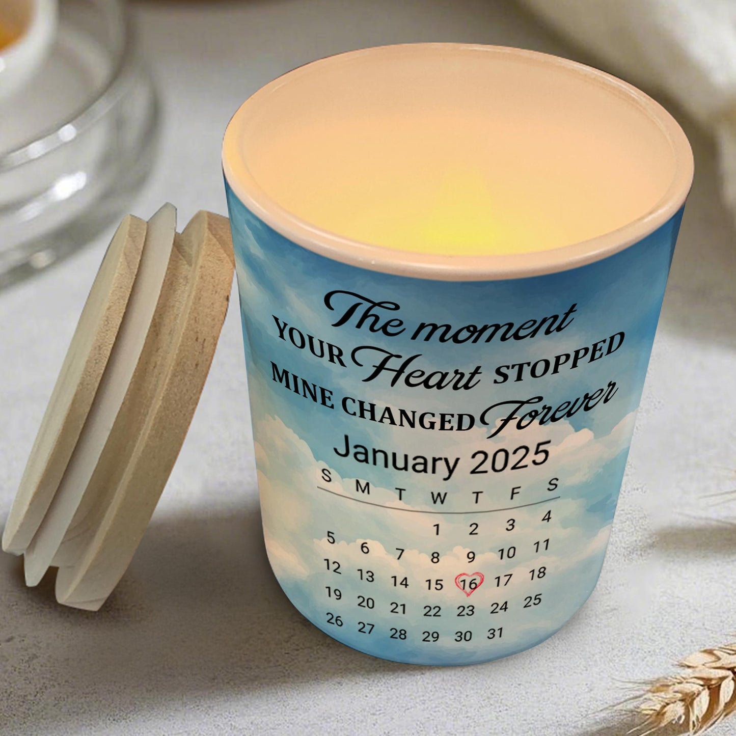 The Moment Your Heart Stopped, Mine Changed Forever, Dog and Calendar - Personalized Custom Glass Jar With LED - PME033_LEJAR