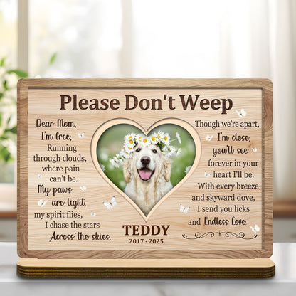 Please Don't Weep, Memorial Heart Plaque With Dog