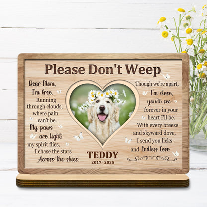 Please Don't Weep, Memorial Heart Plaque With Dog