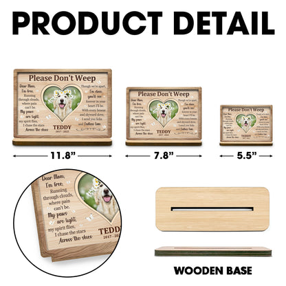 Please Don't Weep, Memorial Heart Plaque With Dog