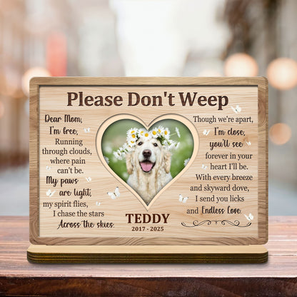 Please Don't Weep, Memorial Heart Plaque With Dog
