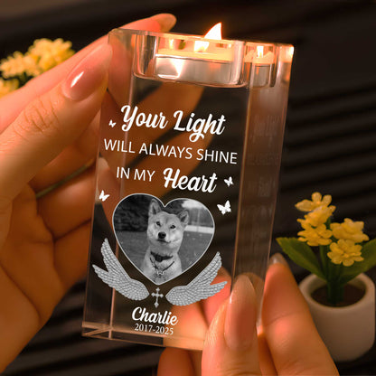 Your Light Will Always Shine In My Heart, Candle With Dog And Wings