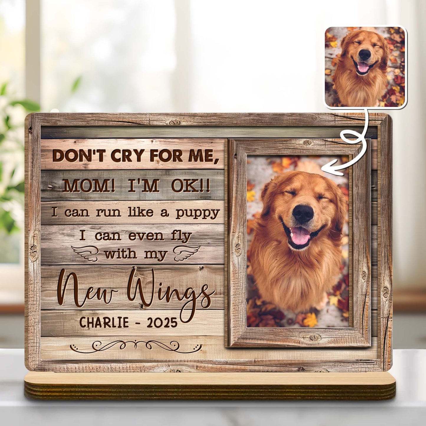 Don't Cry For Me Mom I'm OK, Memorial Wood Plaque