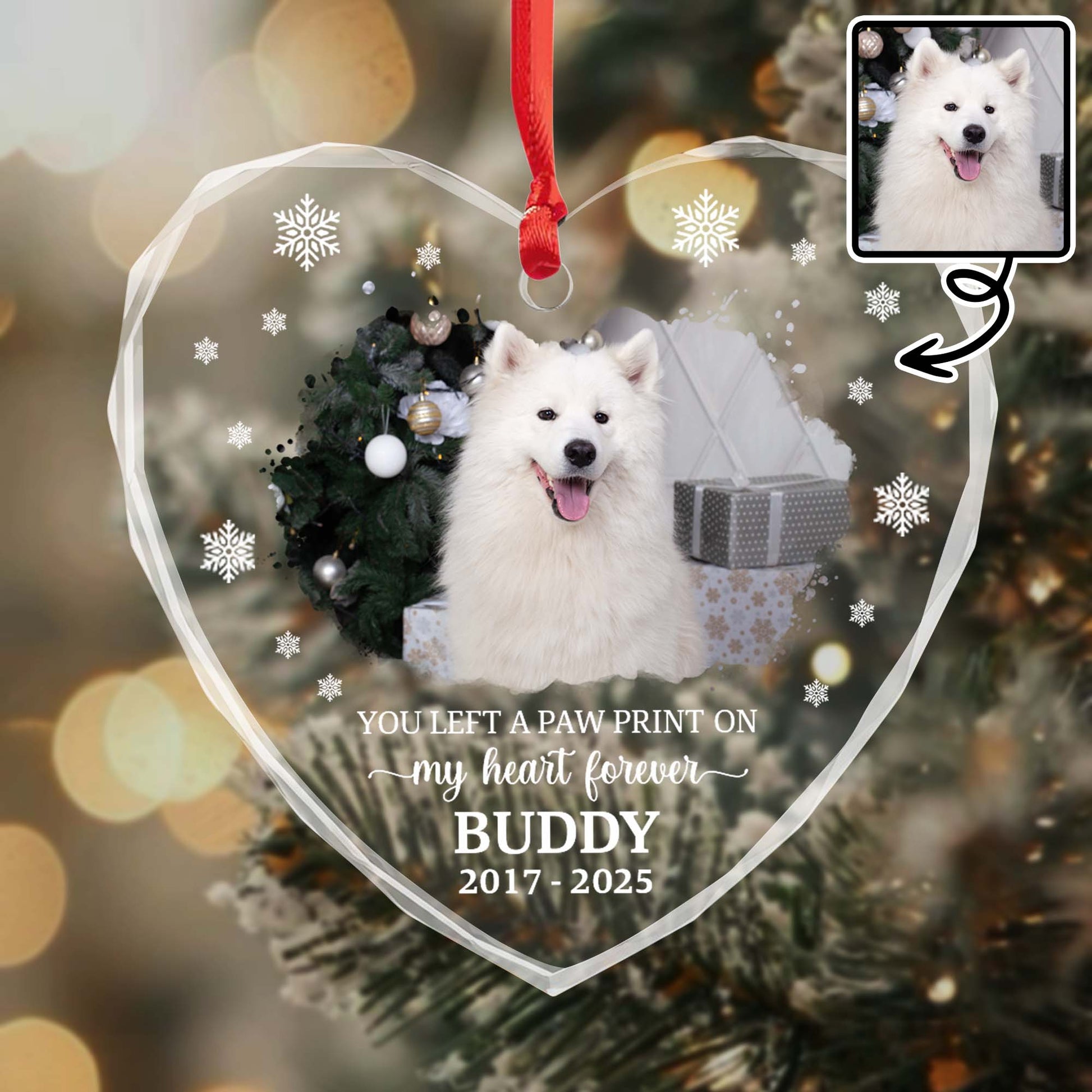 You Left A Paw Print On My Heart Forever, Dog And Snowflakes