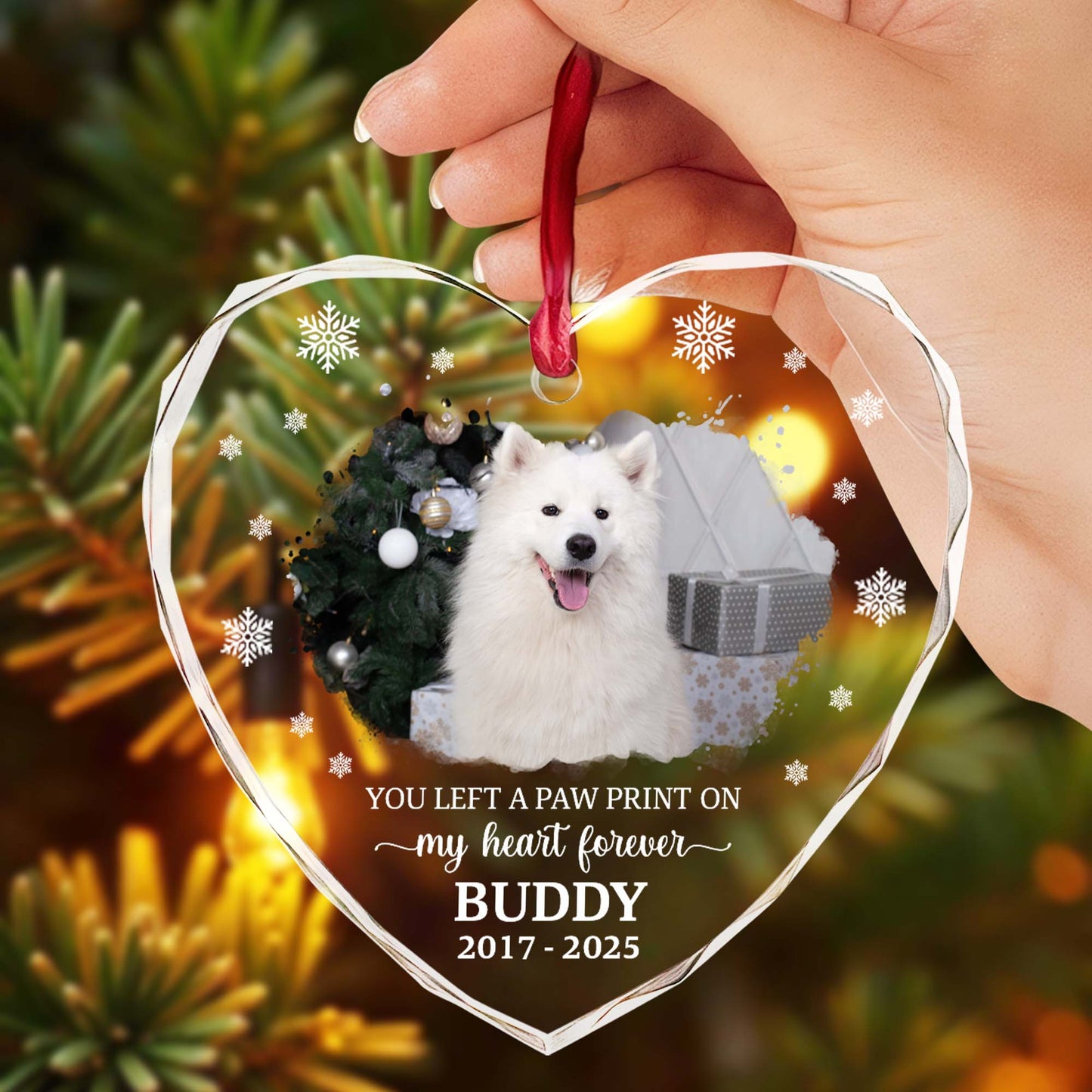 You Left A Paw Print On My Heart Forever, Dog And Snowflakes