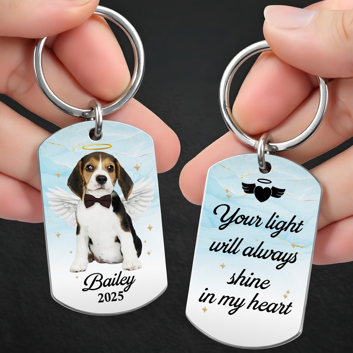 Your Light Will Always Shine In My Heart, Angel Wings And Dog