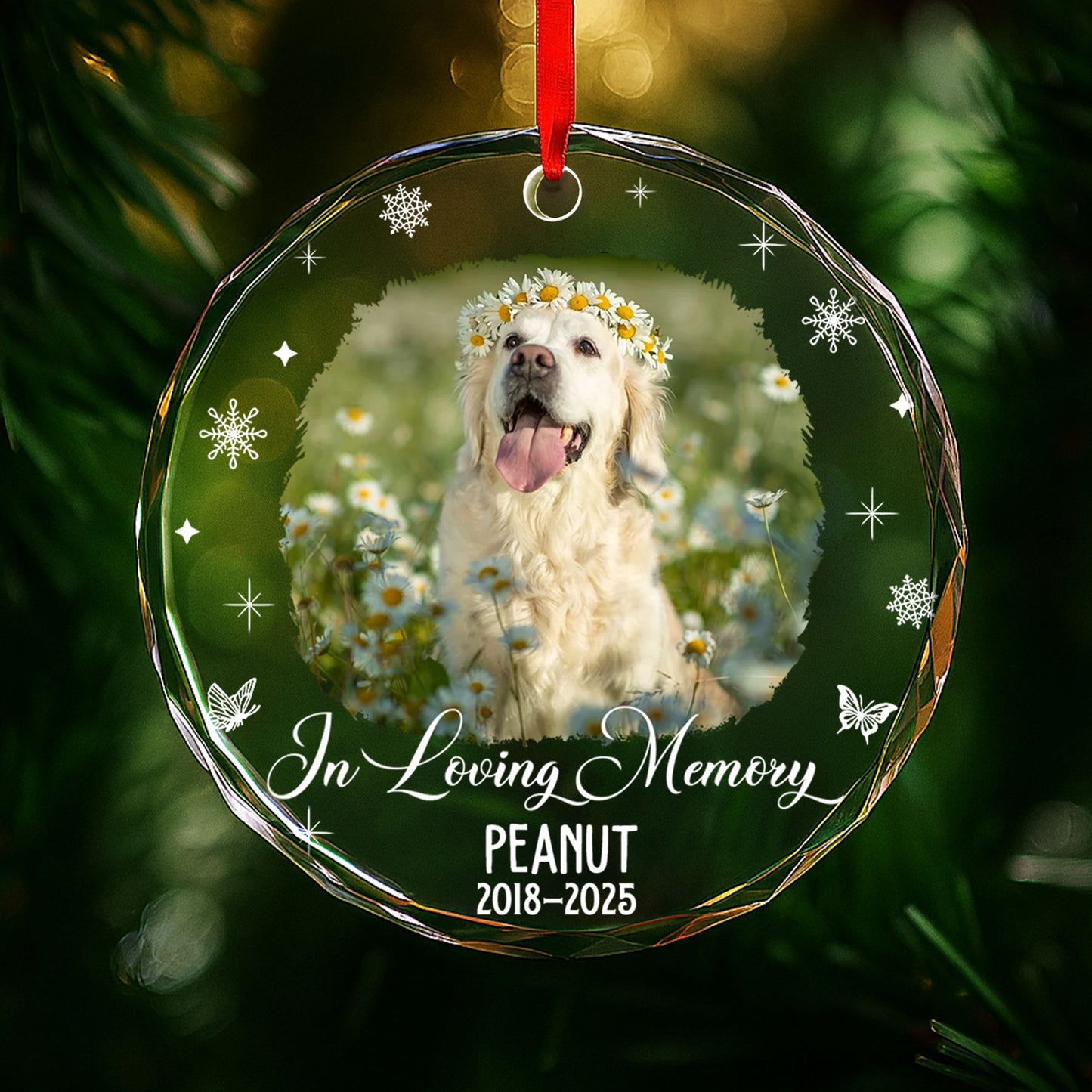 In Loving Memory Dog With Flowers