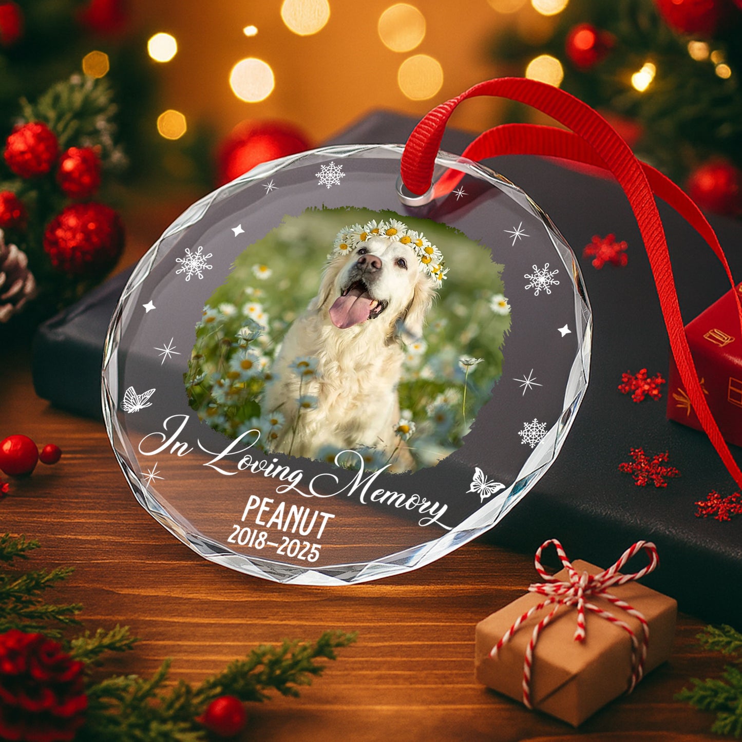 In Loving Memory Dog With Flowers