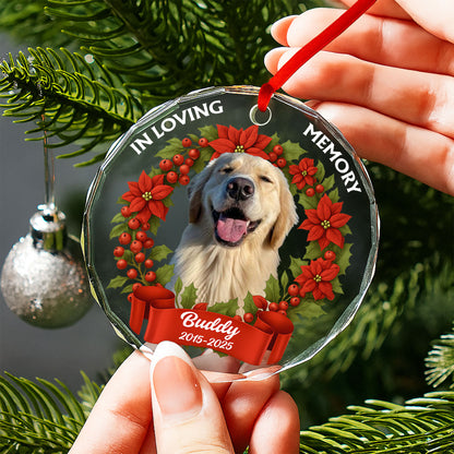 In Loving Memory Dog Poinsettias Holly Berries