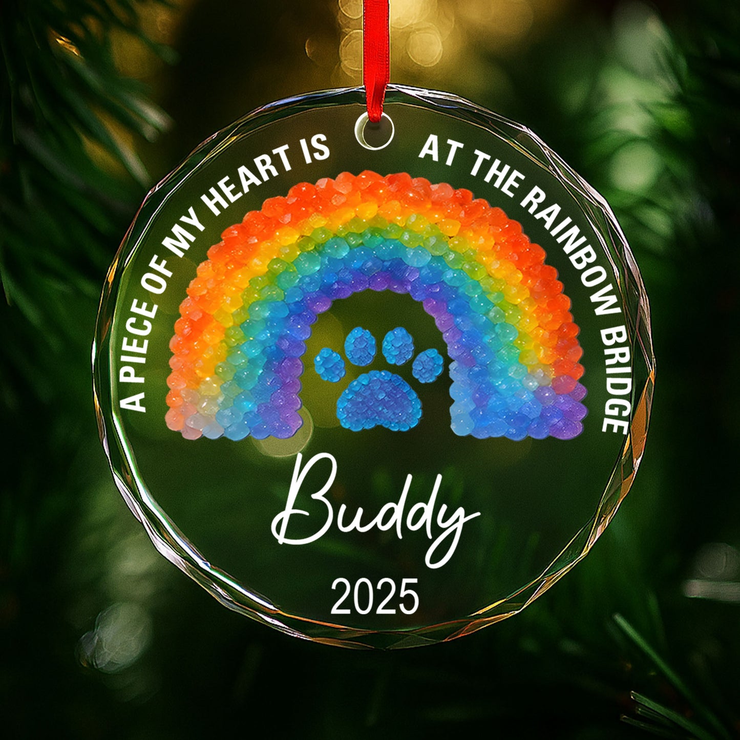 A Piece Of My Heart Is At The Rainbow Bridge, Rainbow and Paw Print