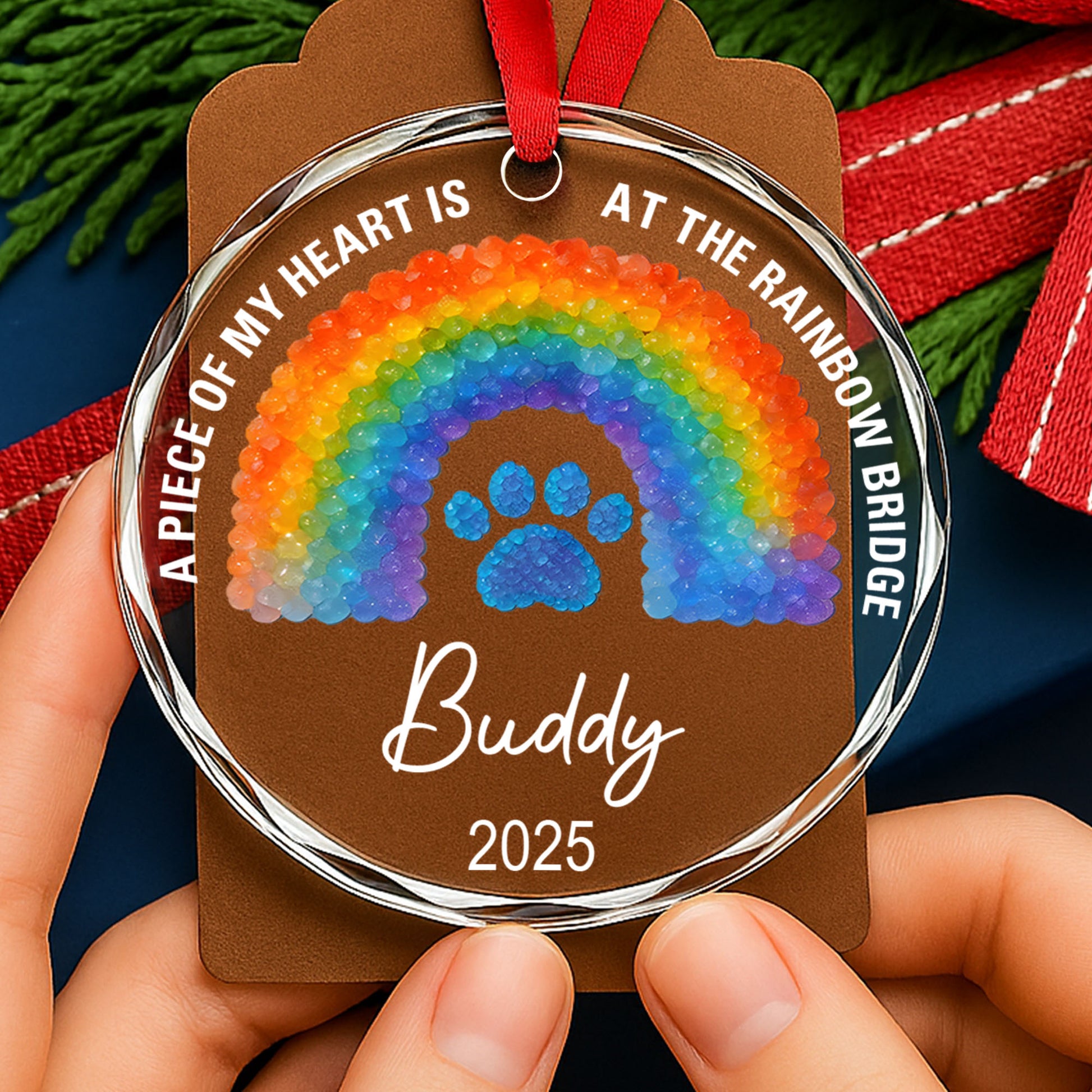 A Piece Of My Heart Is At The Rainbow Bridge, Rainbow and Paw Print