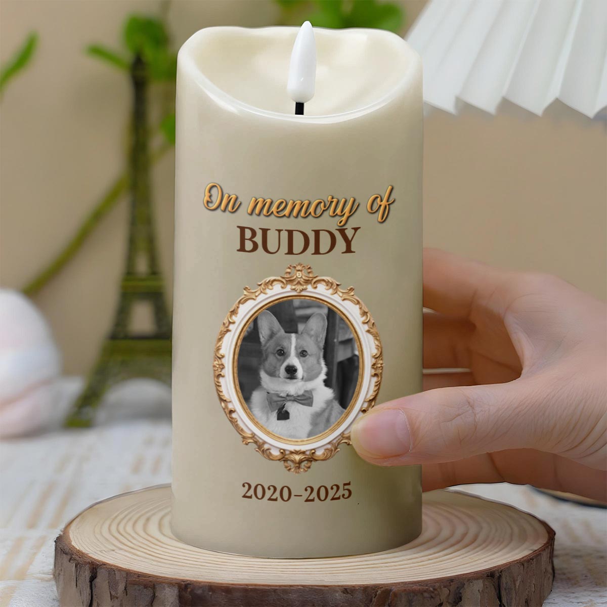 In Memory Of A Beloved Pet With Paw Prints And Photo