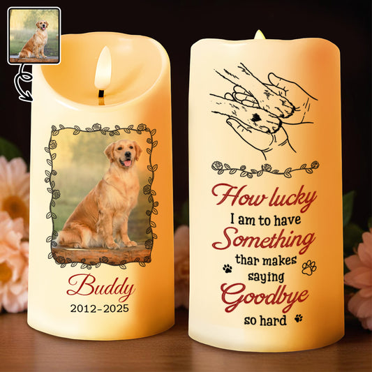 How Lucky I Am, Dog And Paws Memorial Candle