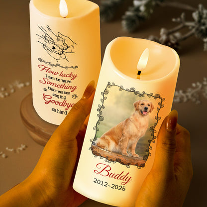How Lucky I Am, Dog And Paws Memorial Candle