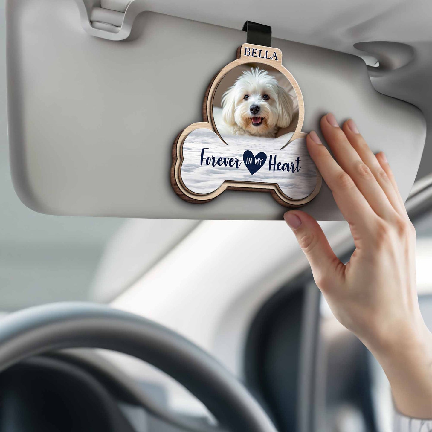 Forever In My Heart Custom Shaped Car Visor Clip