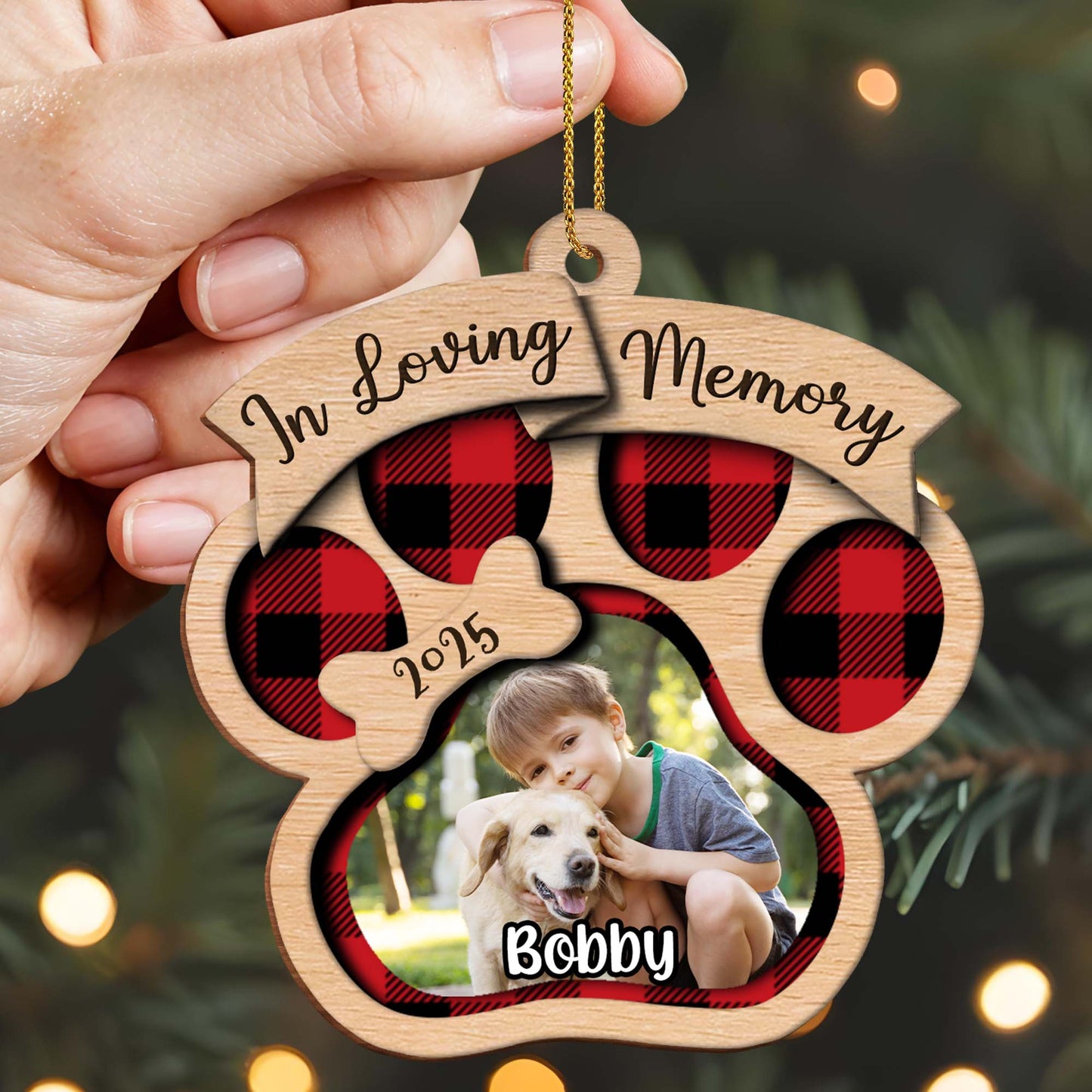 In Loving Memory, Paw Prints And Plaid Pattern