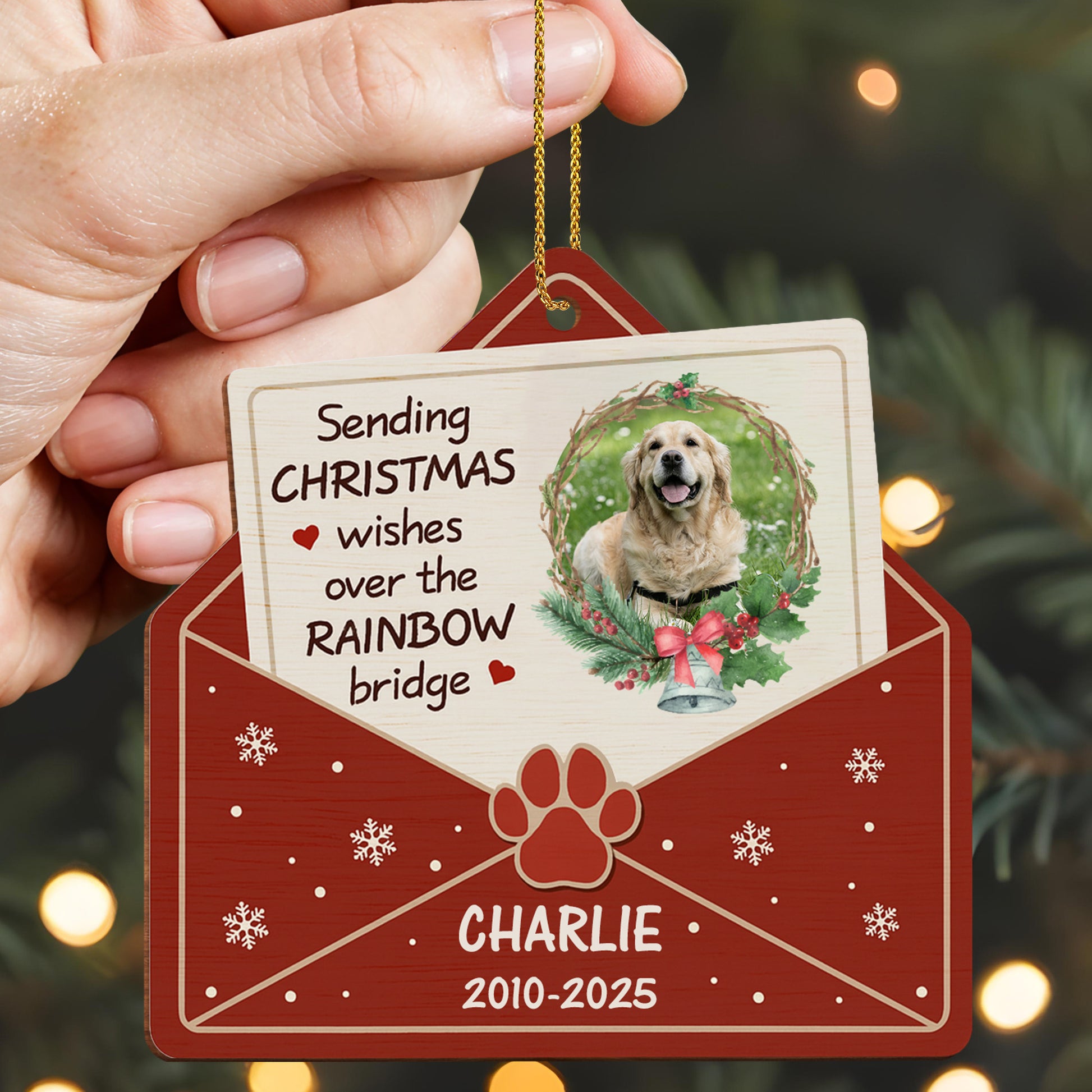 Sending Christmas Wishes Over The Rainbow Bridge, Dog And Paw Print