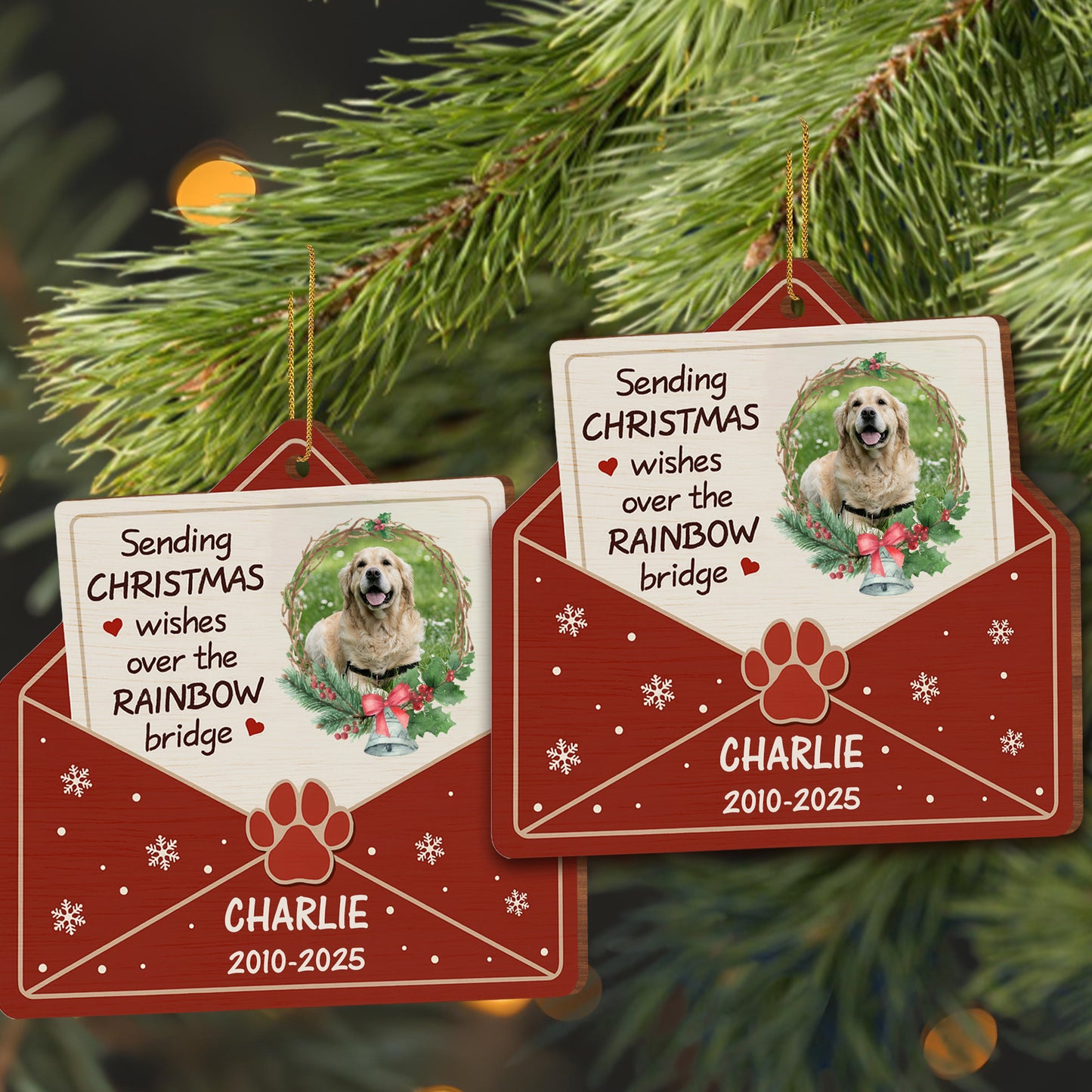 Sending Christmas Wishes Over The Rainbow Bridge, Dog And Paw Print