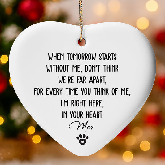 When Tomorrow Starts Without Me, Paw Print Heart Ornament