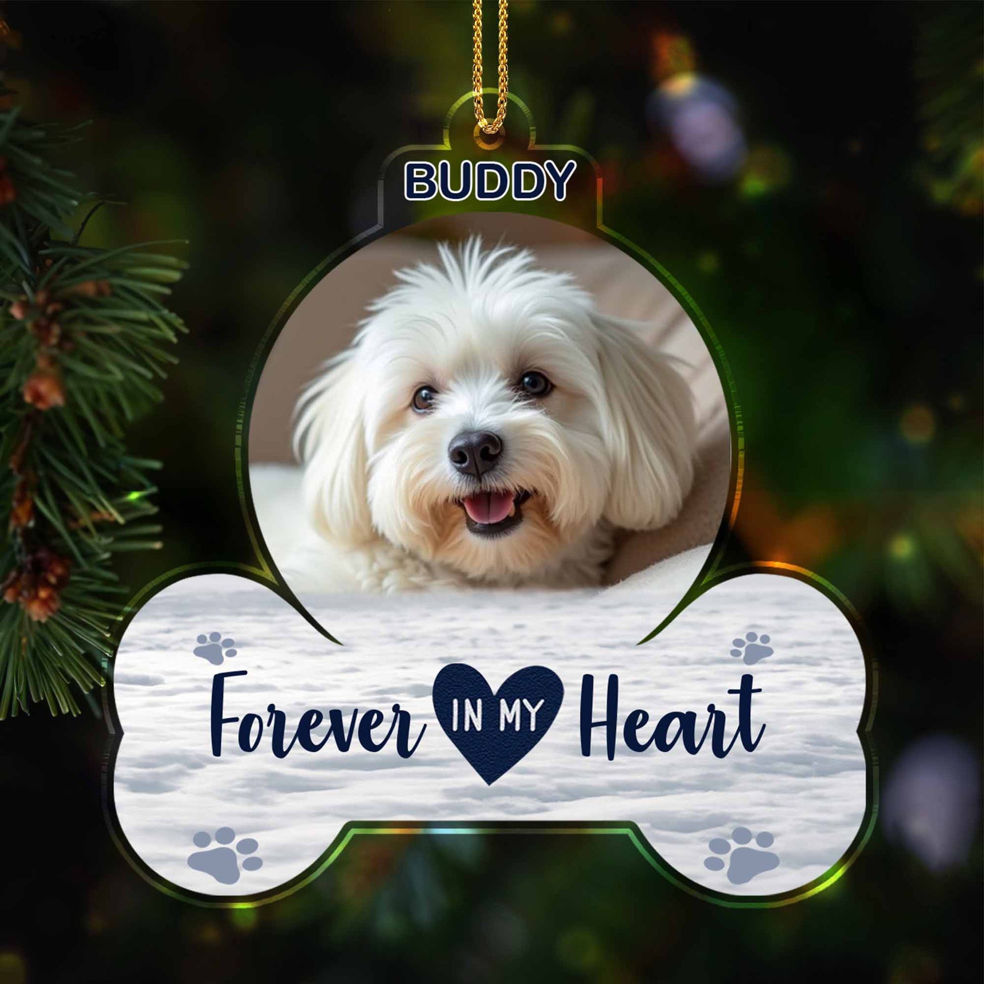 Forever In My Heart With Dog And Paw Prints