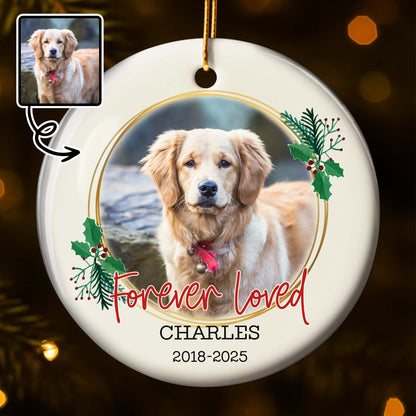 Forever Loved, Dog And Holly Berries Ornament