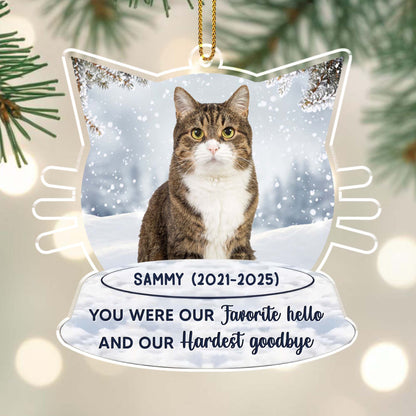 Favorite Hello And Hardest Goodbye Cat Ornament
