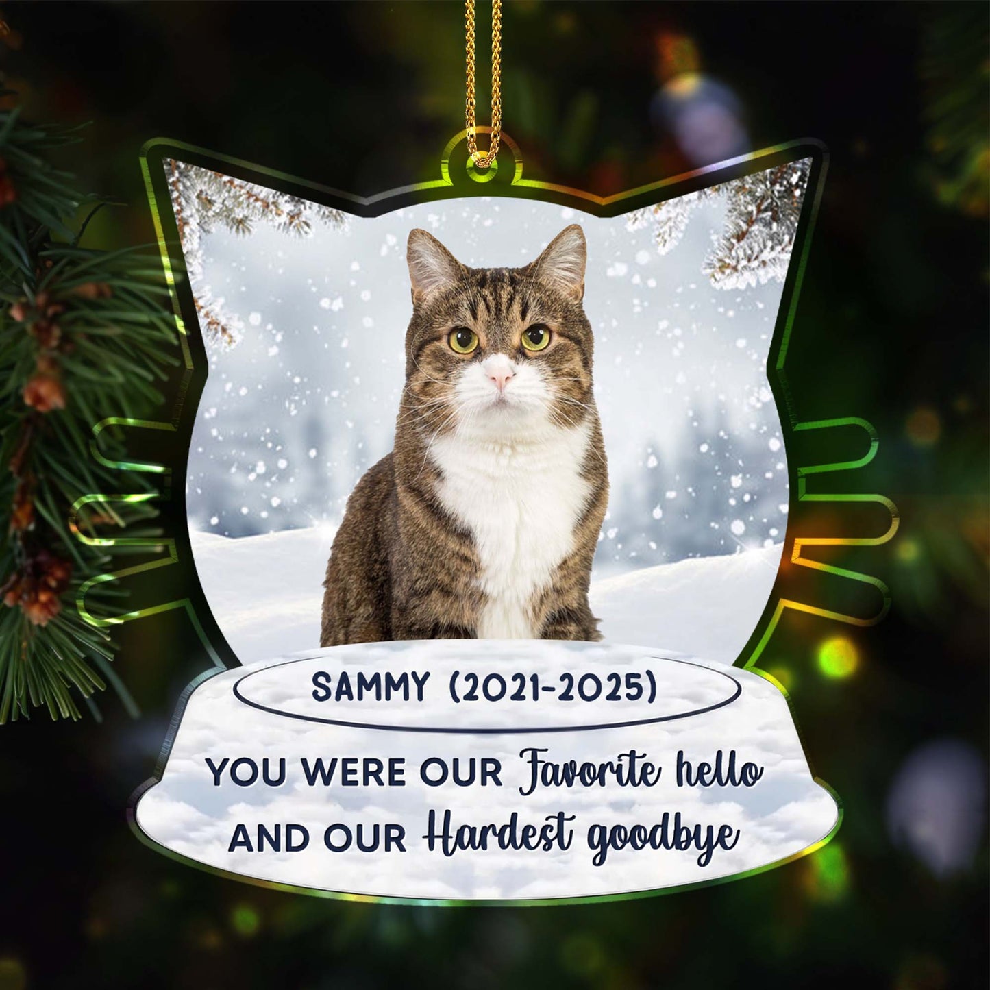 Favorite Hello And Hardest Goodbye Cat Ornament