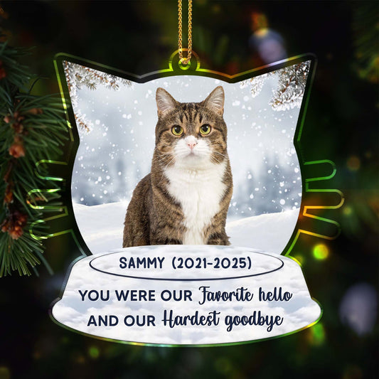 Favorite Hello And Hardest Goodbye Cat Ornament