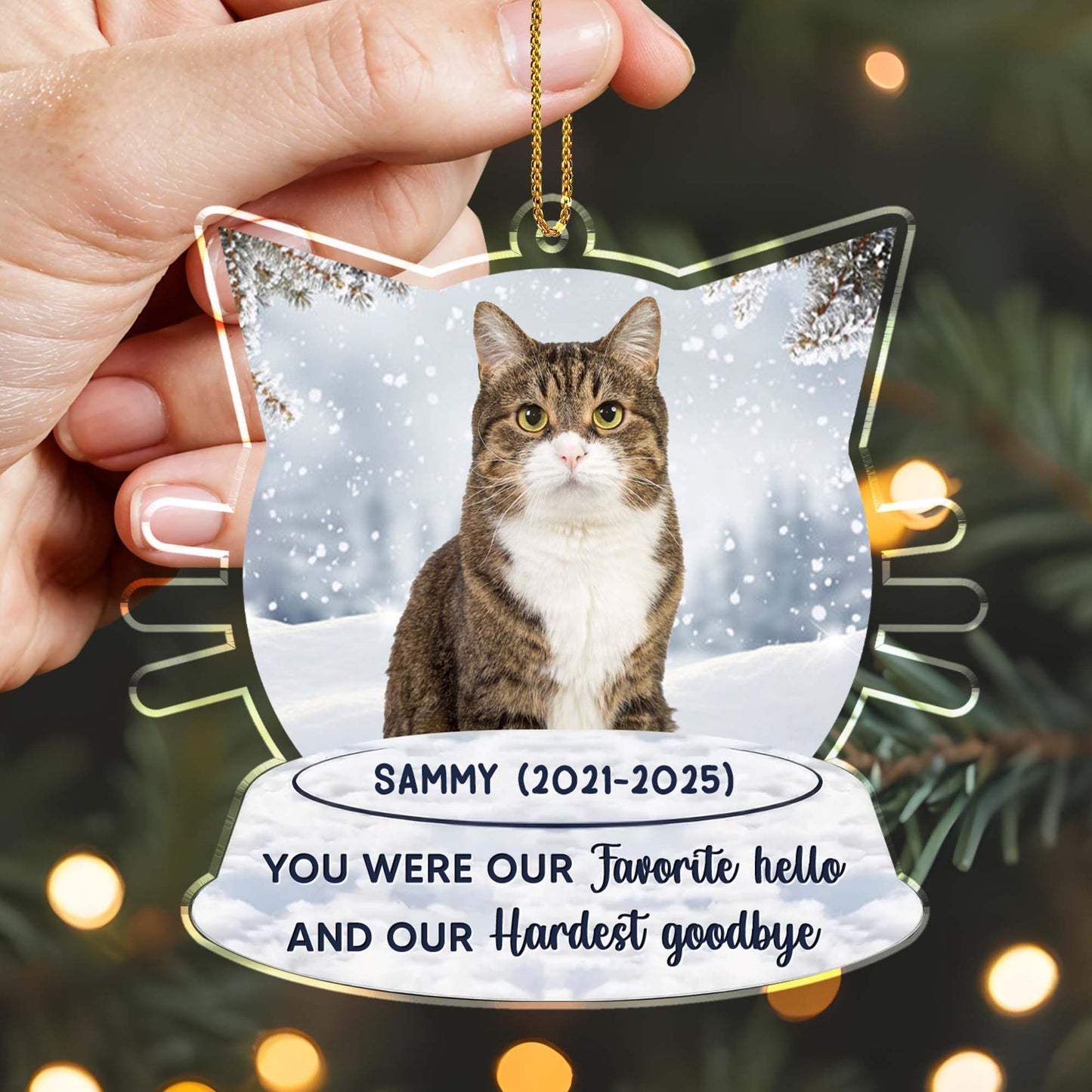 Favorite Hello And Hardest Goodbye Cat Ornament