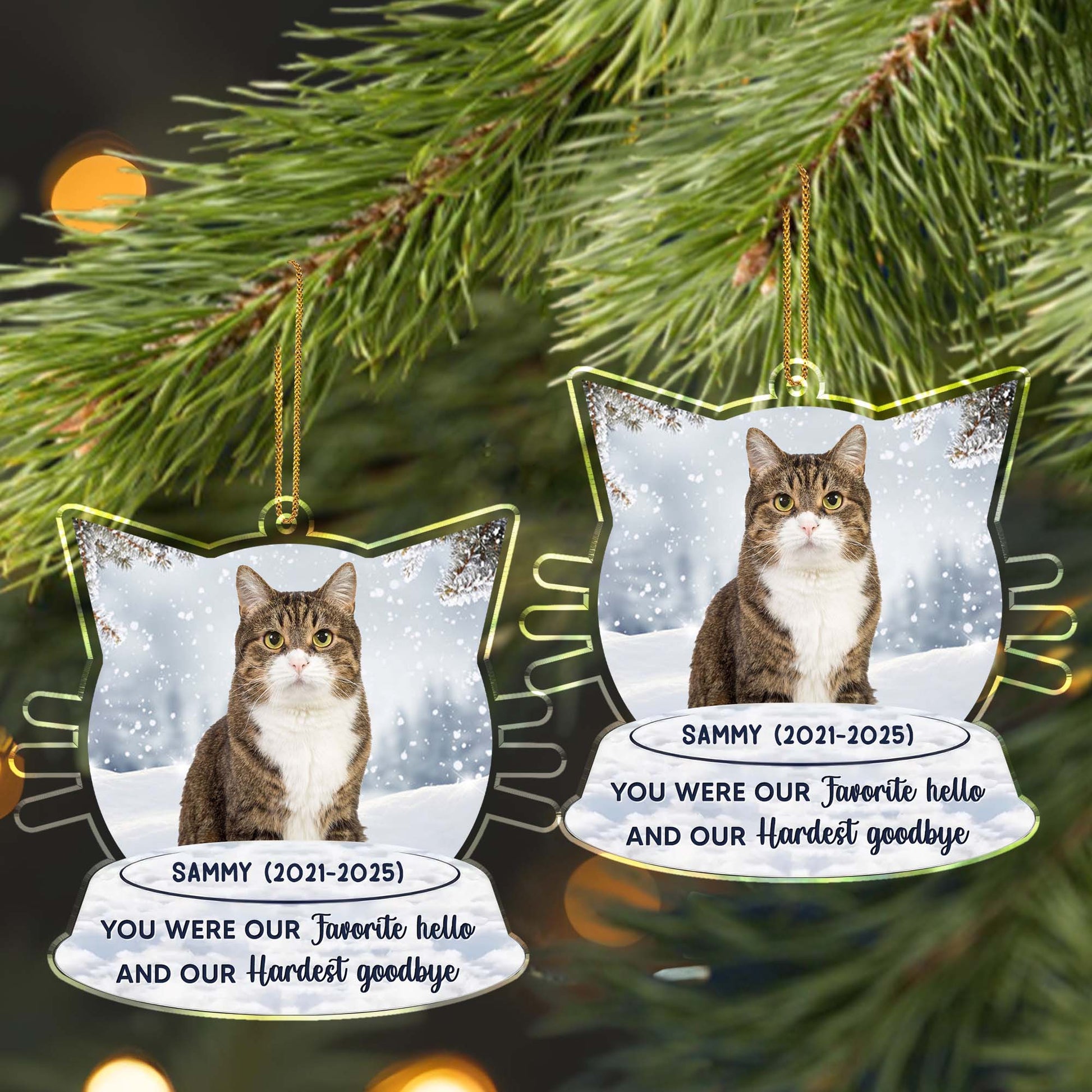 Favorite Hello And Hardest Goodbye Cat Ornament