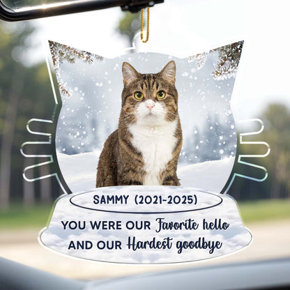 Favorite Hello And Hardest Goodbye Cat Ornament