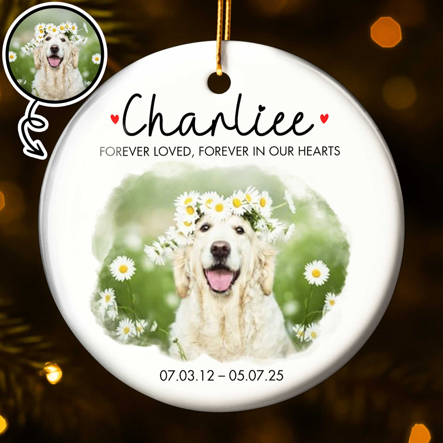 Forever Loved Forever In Our Hearts With Dog And Daisy Flowers