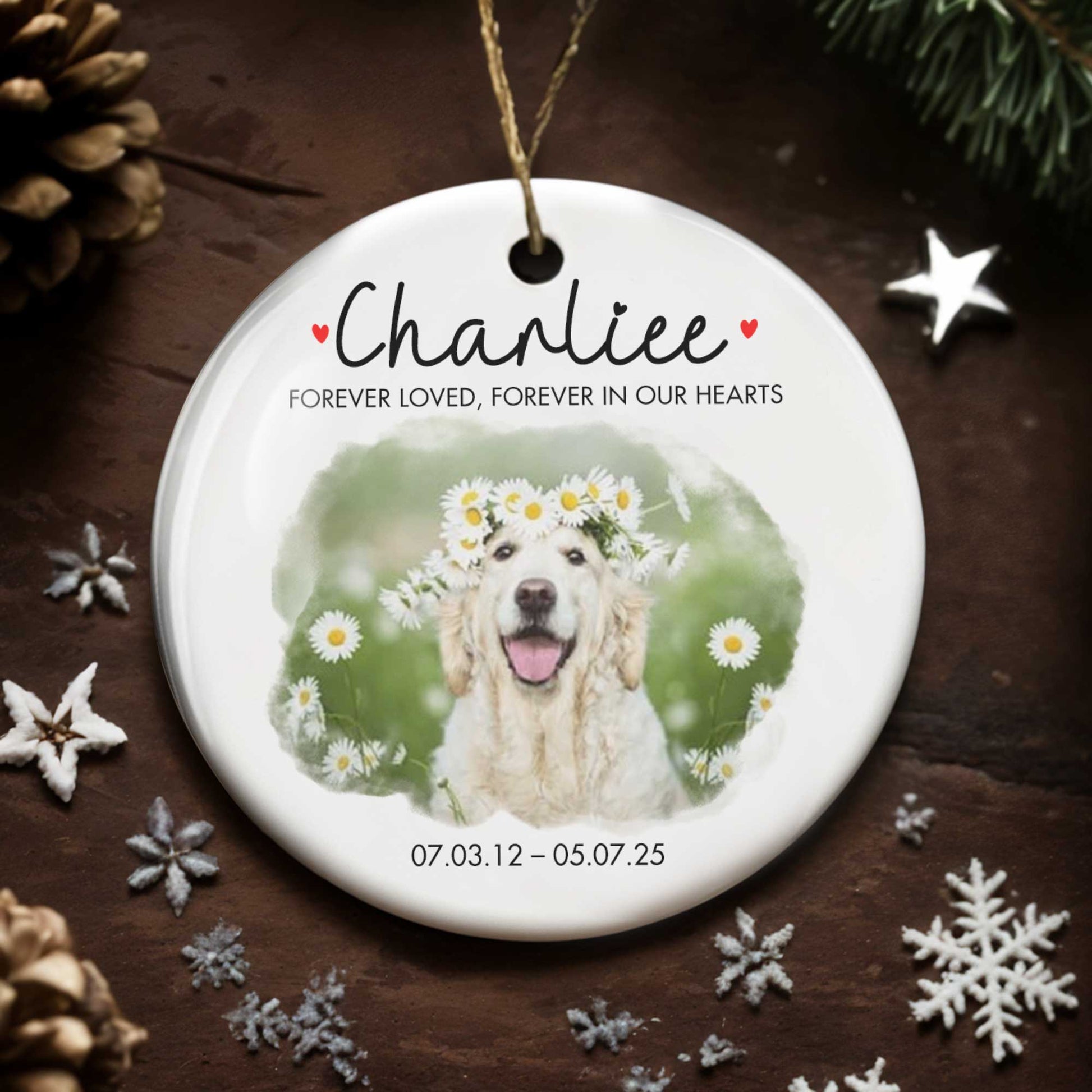 Forever Loved Forever In Our Hearts With Dog And Daisy Flowers