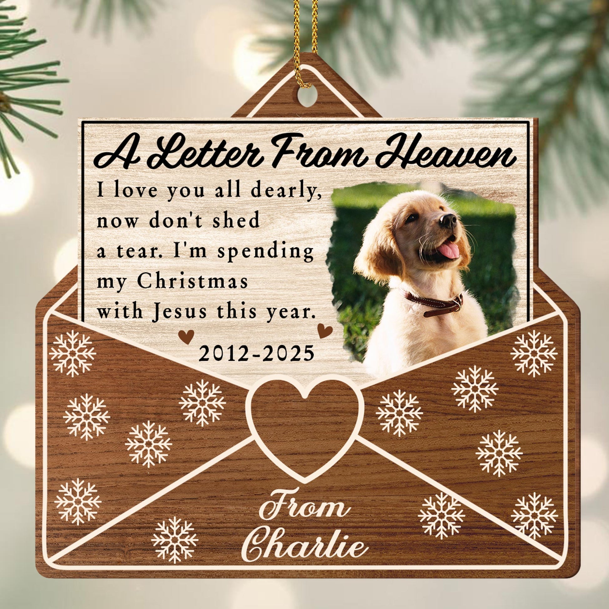 A Letter From Heaven, Dog And Snowflakes Ornament
